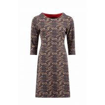 Weird Fish Shafika Organic Cotton Printed Jersey Dress Tan Size 10