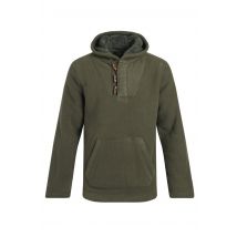 Weird Fish Inglewood Button Neck Grid Fleece Hoodie Fir Green Size 2XL