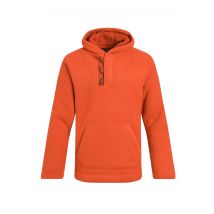 Weird Fish Inglewood Button Neck Grid Fleece Hoodie Rust Leaves Size XL