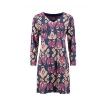 Weird Fish Hope Printed V-Neck Jersey Dress Petrol Blue Size 12