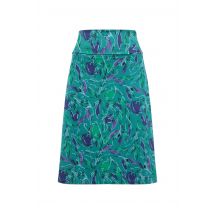 Weird Fish Malmo Printed Jersey Stretch Skirt Leaf Green Size 10