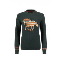 Weird Fish GeeGee Intarsia Knitted Jumper Dark Green Size 18