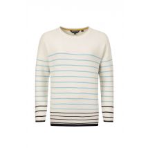 Weird Fish Sutton Striped Knitted Crew Jumper Light Cream Size 12