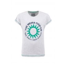 Weird Fish Sun Rays Front Print Graphic T-Shirt Light Grey Size 22