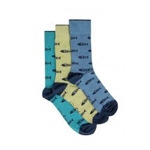 Weird Fish Ronan Branded Bones Sock 3 Pack Deep Teal Size 7-11