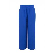 Weird Fish Zelaya Double Cloth Wide Leg Trousers Mazarine Blue Size 10