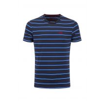 Weird Fish Finn Striped Branded T-Shirt Mazarine Blue Size 4XL