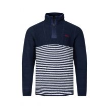 Weird Fish Gable 1/4 Zip Striped Macaroni Sweatshirt Rich Navy Size 3XL