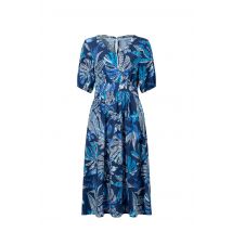 Weird Fish Dilsha Printed Midi Dress Blue Indigo Size 10