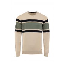 Weird Fish Ryker Stripe Crew Neck Jumper Oyster Size 5XL