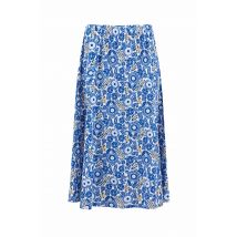Weird Fish Romaro Printed Jersey Midi Skirt Blue Sapphire Size 10