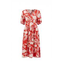 Weird Fish Dilsha Printed Midi Dress Radical Red Size 14