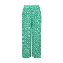 Weird Fish Sarita Crinkle Printed Wide Leg Cropped Trousers Beach Glass Size 10