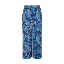 Weird Fish Sarita Crinkle Printed Wide Leg Cropped Trousers Blue Indigo Size 18