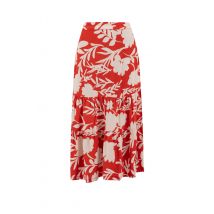 Weird Fish Cassis Printed Tiered Skirt Radical Red Size 10