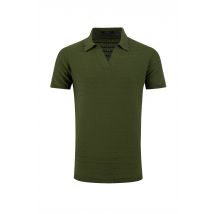 Weird Fish Tyne Trophy Neck Knitted Polo Shirt Ginko Green Size 2XL
