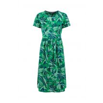 Weird Fish Celsia Printed Jersey Scoop Midi Dress Cactus Green Size 18