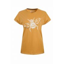 Weird Fish Bee Happy Front Print Graphic T-Shirt Deep Amber Size 8