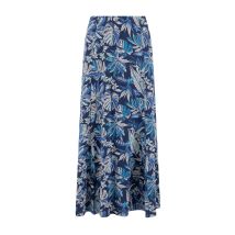 Weird Fish Ares Printed Jersey A-Line Maxi Skirt Blue Indigo Size 12