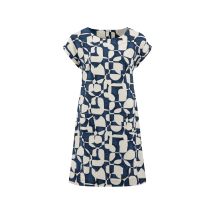 Weird Fish Orlando Printed Linen Rich Shift Dress Oceano Size 14
