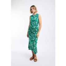 Weird Fish Tansley Printed Sleeveless Midi Dress Cactus Green Size 10