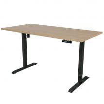 Elektrisch verstelbaar bureau - 180x80 cm - Single motor - Zwart / Eik