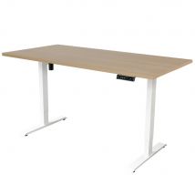 Elektrisch verstelbaar bureau - 140x80 cm - Single motor - Wit / Eiken