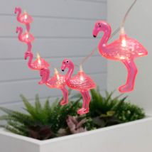Lampen koord - flamingo LED - 10 lampjes - zonne-energie