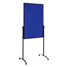 Mobiel Multibord Premium Plus - Blauw prikbord / Wit whiteboard - 120x