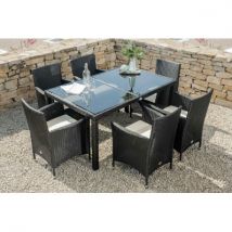 Kiefergarden - Muebles de Jardín Comedor de Jardín Washington 6 Plazas Ratán sintético Negro