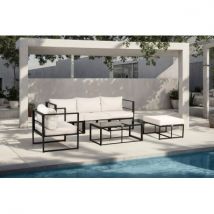 Kiefergarden - Conjunto compuesto por 1 sofá modular, 1 sillón individual, 1 puf y 1 mesa baja de centro. Modelo Lyon Color negro