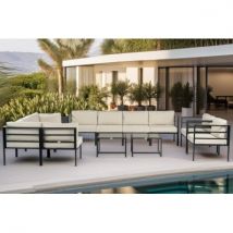 Kiefergarden - Conjunto compuesto por 4 módulos centrales y 4 módulos esquina, 2 sillón individual y 2 mesa baja de centro. Modelo Madrid Deluxe Color