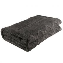 Nord Snow   Diamond Aran Style Merino Wool Blanket  Dark