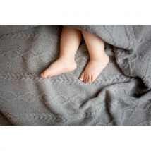 Nord Snow Baby Diamond Aran Style Merino Wool Blanket Grey