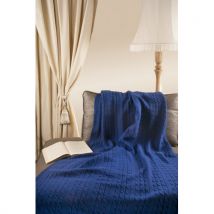 Nord Snow Triple Cable Merino Wool Blanket Blue