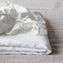 Linen Tales White Linen Fitted Sheet 160x200x30
