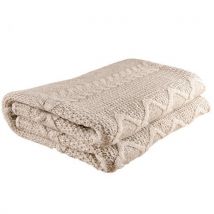 Nord Snow Merino Wool Blanket Diamond Aran Style Parsnip