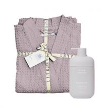 KlipShop Linen Tales Powder Linen & Cotton Honeycomb Waffle Bathrobe + HAAN Hand Soap L-XL
