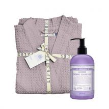 KlipShop Linen Tales Powder Linen & Cotton Honeycomb Waffle Bathrobe + Dr. Bronner's Organic Sugar Soap S-M