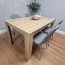Dining Table And 4 Gem Patterned Stitched Chairs - Grey