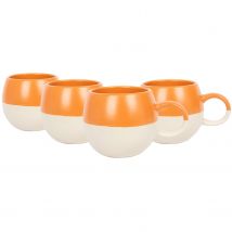 Dipped Stoneware Sphere Mugs - 340ml - Pack of 4 - Orange