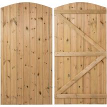 Ruby Ready Curved Tongue and Groove Garden Gate - 1.8m H x 0.9m W - Brown / 0.9cm