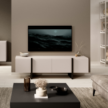 Kiznie TV Stand Media Cabinet Storage Unit Handleless - Beige