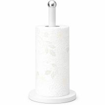 Kitchen Roll Holder Stainless Steel Paper Towel With Holder Non Slip Base  - White