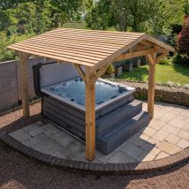 Wooden Gazebo - Treated Featheredge - Apex Design - With Overhang - Brown