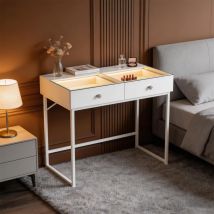 VANITII Dressing Table with 2 Drawers and Lights Hollywood Makeup Vanity Desk - White