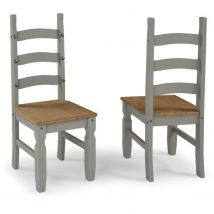 Corona Grey Wax Pair of Dining Chairs - Distressed Grey Wax