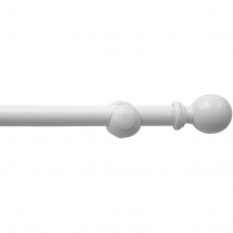 Natural Wooden Eyelet Curtain Pole - White / 200cm
