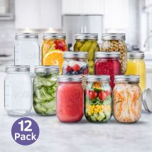 Glass Mason Jars with Lids - Clear / 12