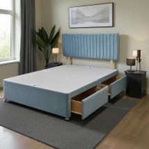 Emily Divan Bed Base 2 Drawers and Headboard - Sky Blue / Small Single
